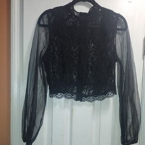 Forever 21 Black Lace Sheer Blouse